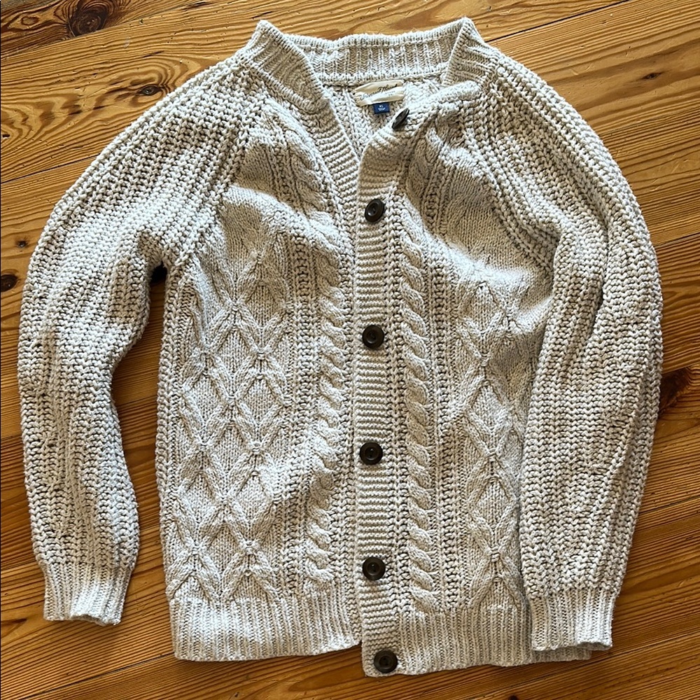Universal Thread Gray Cardigan Sweater with Cable Knit Design